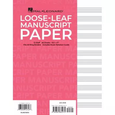 Standard Loose Leaf Manuscript Paper (Pink Cover)